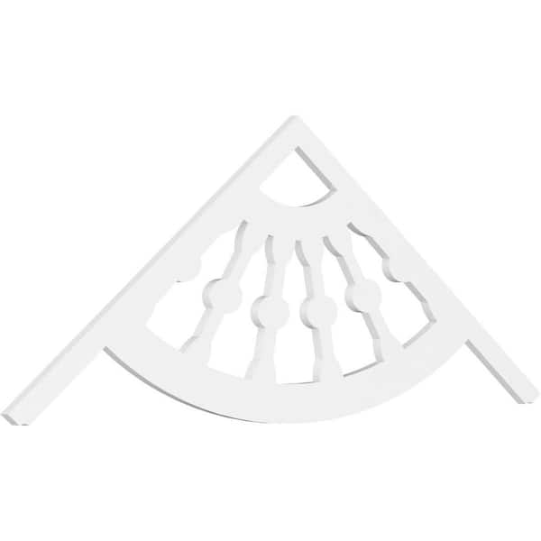 Ekena Millwork 1 in. x 72 in. x 27 in. (9/12) Pitch Classic Wagon Wheel Gable Pediment Architectural Grade PVC Moulding