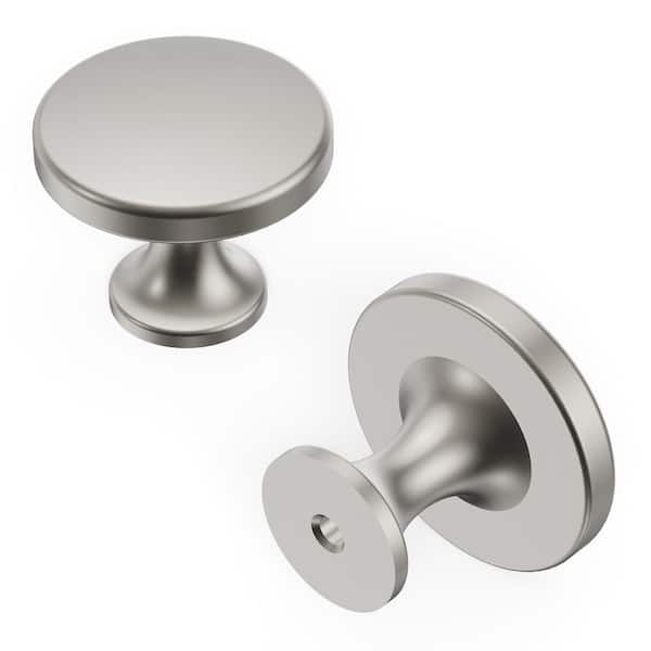 Forge 1-3/8 in. Classic Satin Nickel Round Knob for Kitchen, Bathroom Cabinets, Drawers, and Doors (10-Pack)