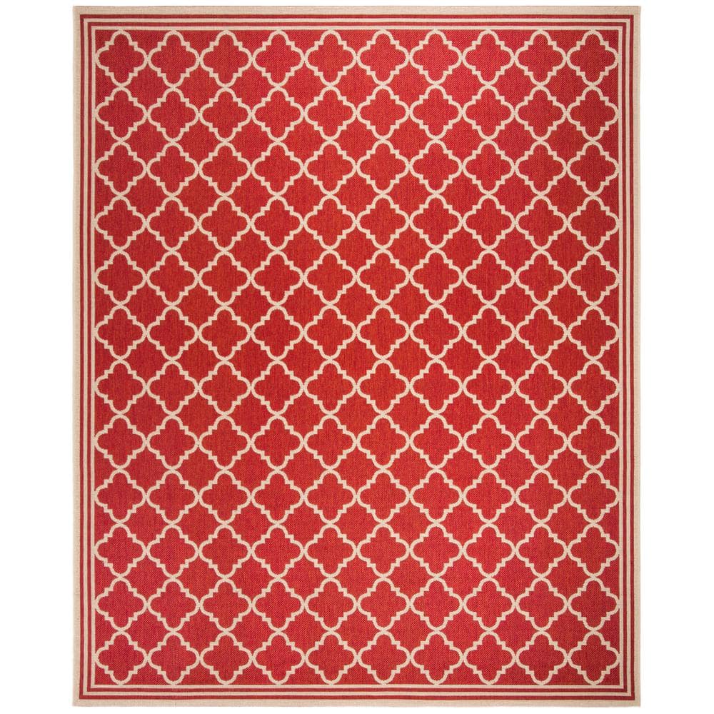 Beachside Bliss Red & Cream Easy-Care Outdoor Area Rug, 8' x 10'