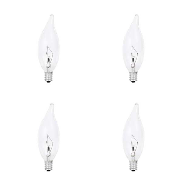 Sylvania 25 Watt B10 E12 Double Life Incandescent Light Bulb in 2700K Soft White Color Temperature (4-Pack)