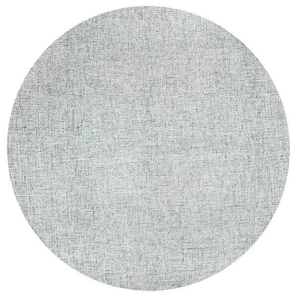 Unbranded London Collection Blue/Ivory 10 ft. Round Hand-Tufted Solid Area Rug