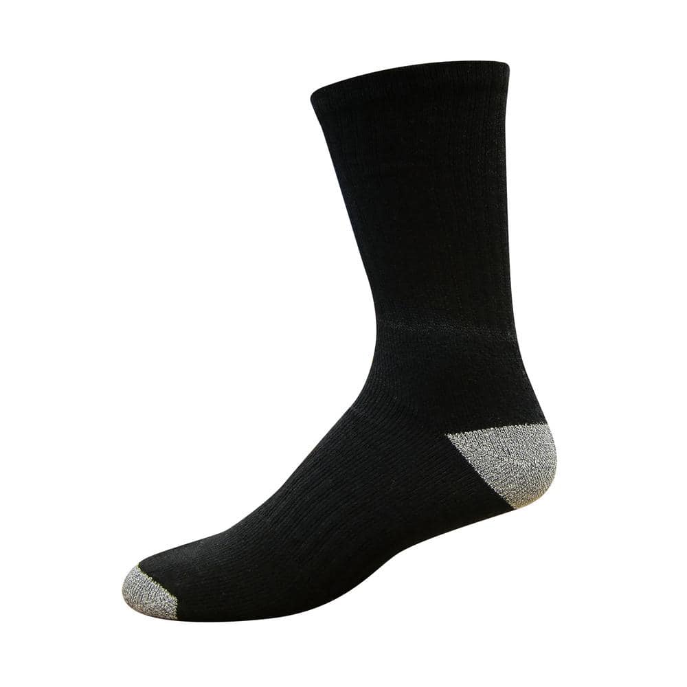 WORKSITE Men's L Black Cotton Blend Work Crew Sock (10-Pack)-WSS3001 ...