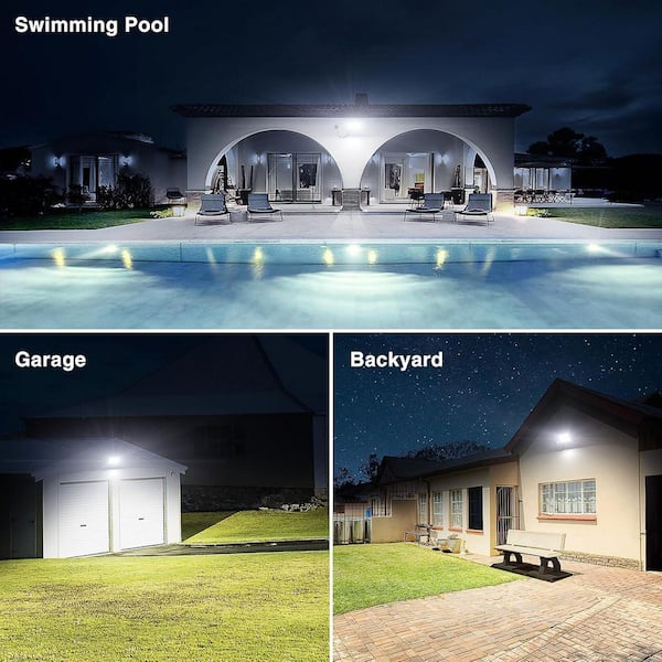 80W Daylight White LED Flood Light Fixture 8000 Lumens IP66 Waterproof Outdoor Security Yard Lighting, 2-Pack