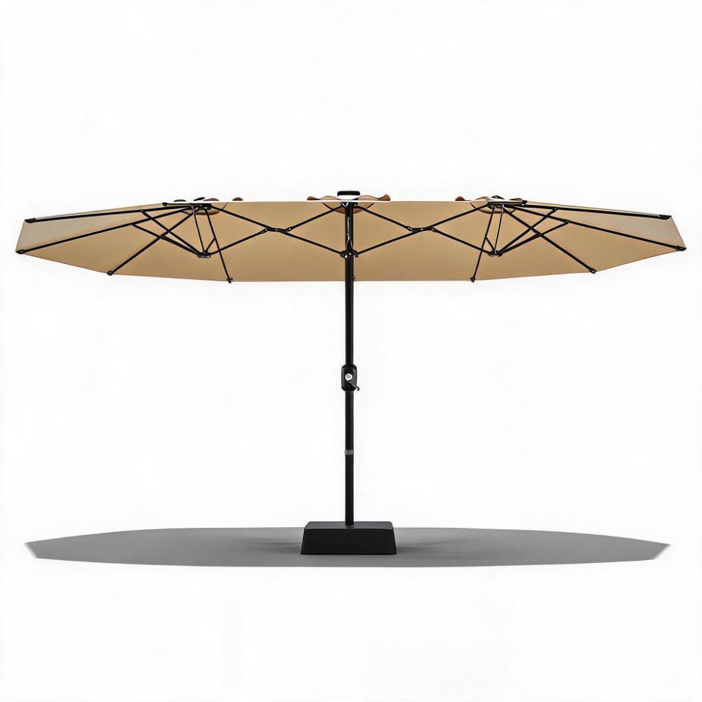 Extra-Large Beige 15ft.Double-Sided Rectangular Patio Umbrella with Base for Garden, Pool, Lawn, Backyard price history on PriceWatchPro