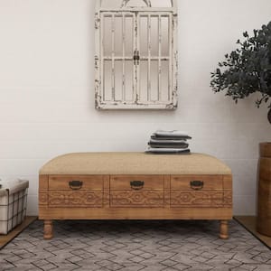 Harper & Bright Designs Entryway Brown Storage Bench with Cushioned Seat,  Drawers and Shoe Rack 19.8 in. H x 39 in. W x 14 in. D WF195386AAD - The  Home Depot