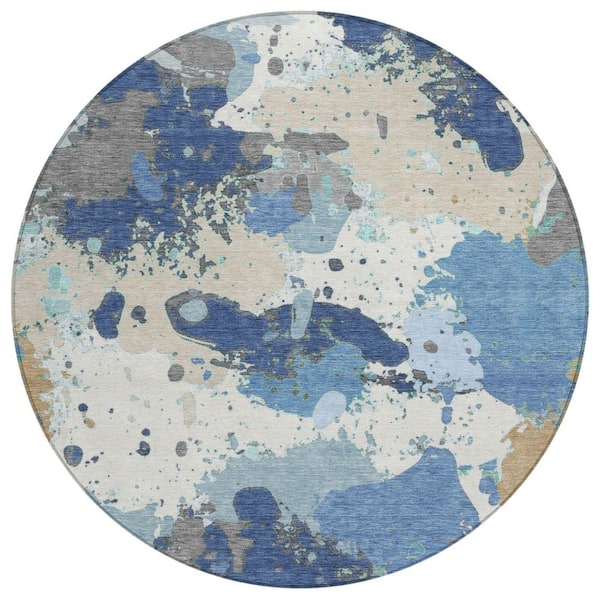 Addison Rugs Chantille Machine Washable Indoor/Outdoor Abstract ACN2217 Denim 8 ft. x 8 ft. Area Rug