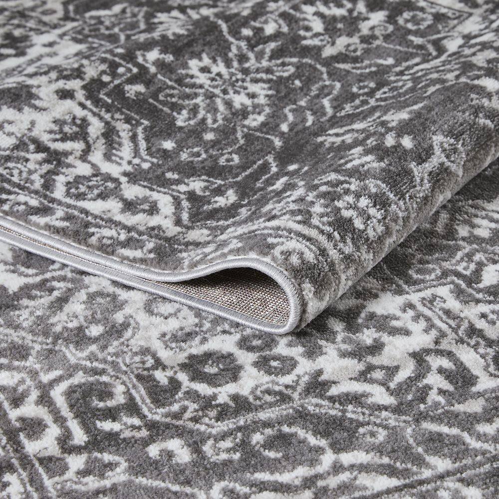 Gray 9' x 12' Synthetic Stain-Resistant Rectangular Area Rug