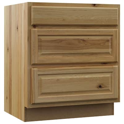 Hampton Natural Hickory Raised Panel Assembled Pots and Pans Drawer Base Kitchen Cabinet (30 in. x 34.5 in. x 24 in.)