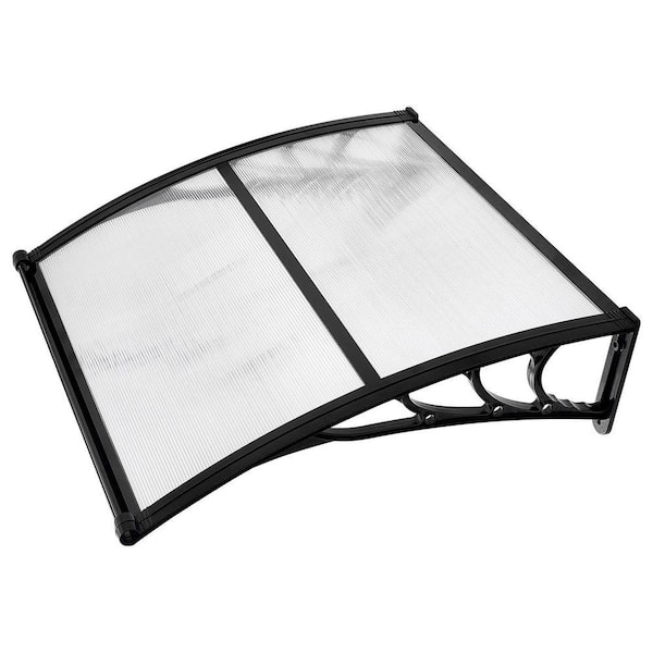 Door Entrance Awning, 38 x 40 in. Clear Polycarbonate Canopy with Drainage and ABS Bracket, Rain Snow Sun Protection
