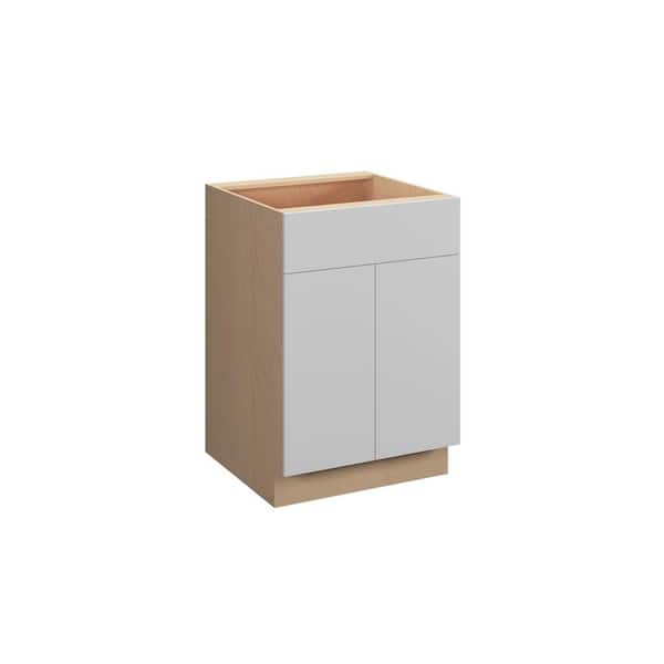 Unbranded Ithaca Slab 27 in. W x 34.5 in. H x 24 in. D in Super White Plywood Assembled Sink Base Cabinet