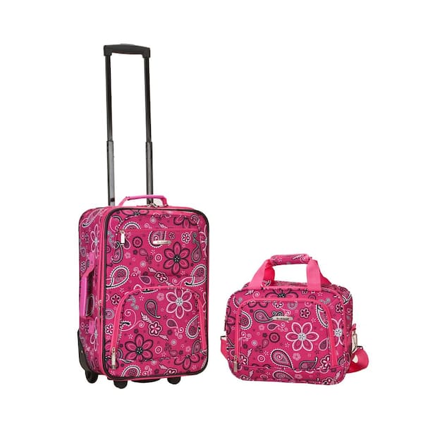 Rockland Fashion Expandable 2-Piece Carry On Softside Luggage Set, Pink Bandana