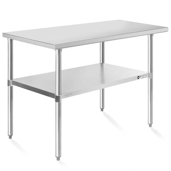 Unbranded 24 in. x 48 in. Stainless Steel Kitchen Prep Table with Bottom Shelf
