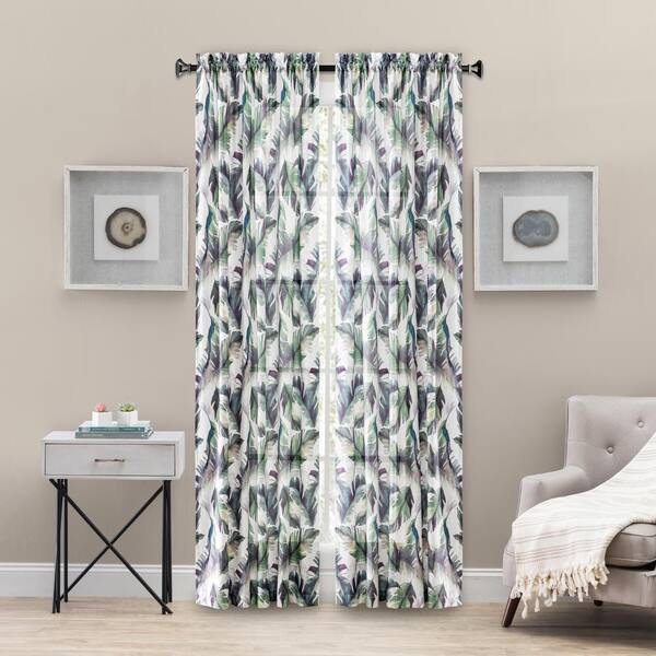 JCPenney Sheer Rod Pocket Panel Sheer Curtain 60" W X 54" L  Sea Green NEW 