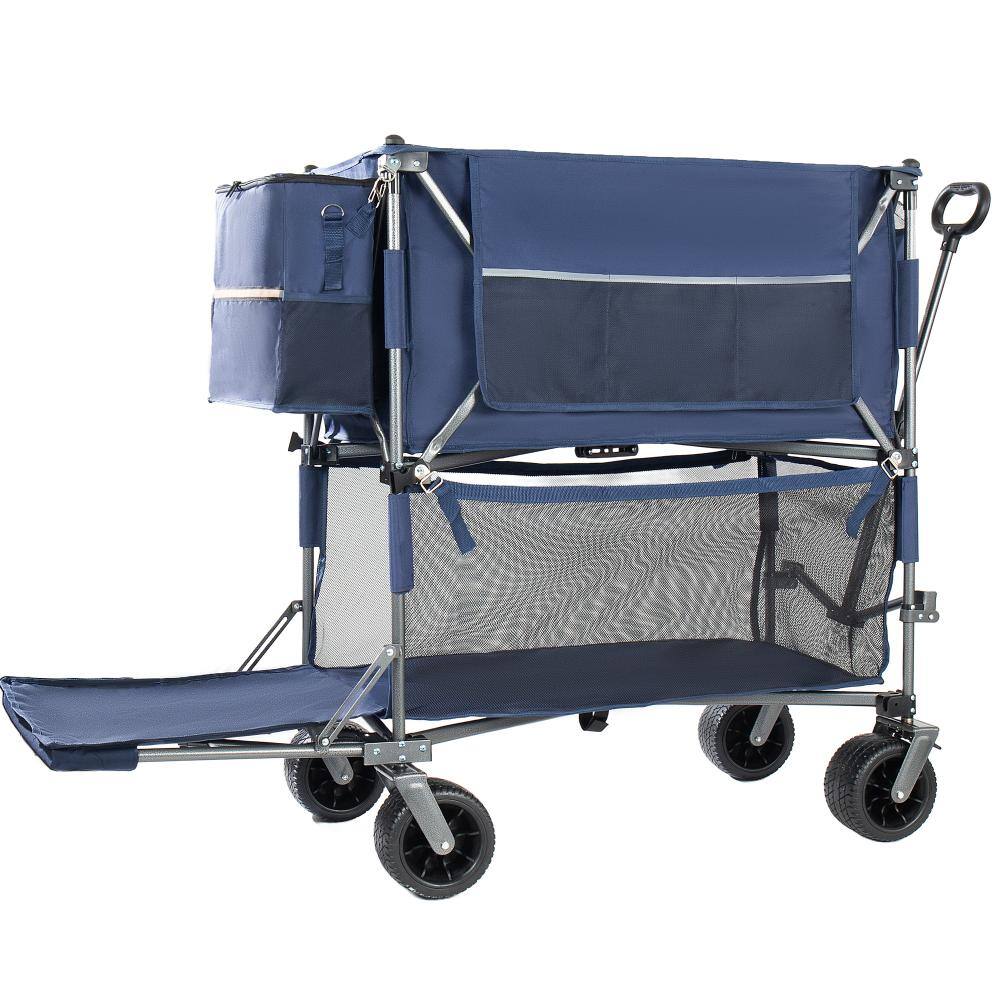 22.95 cu. ft. Folding Steel 2-Ties Utility Wagon Garden Cart in Dark Blue with Brakes & Multi-use Bag price history on PriceWatchPro
