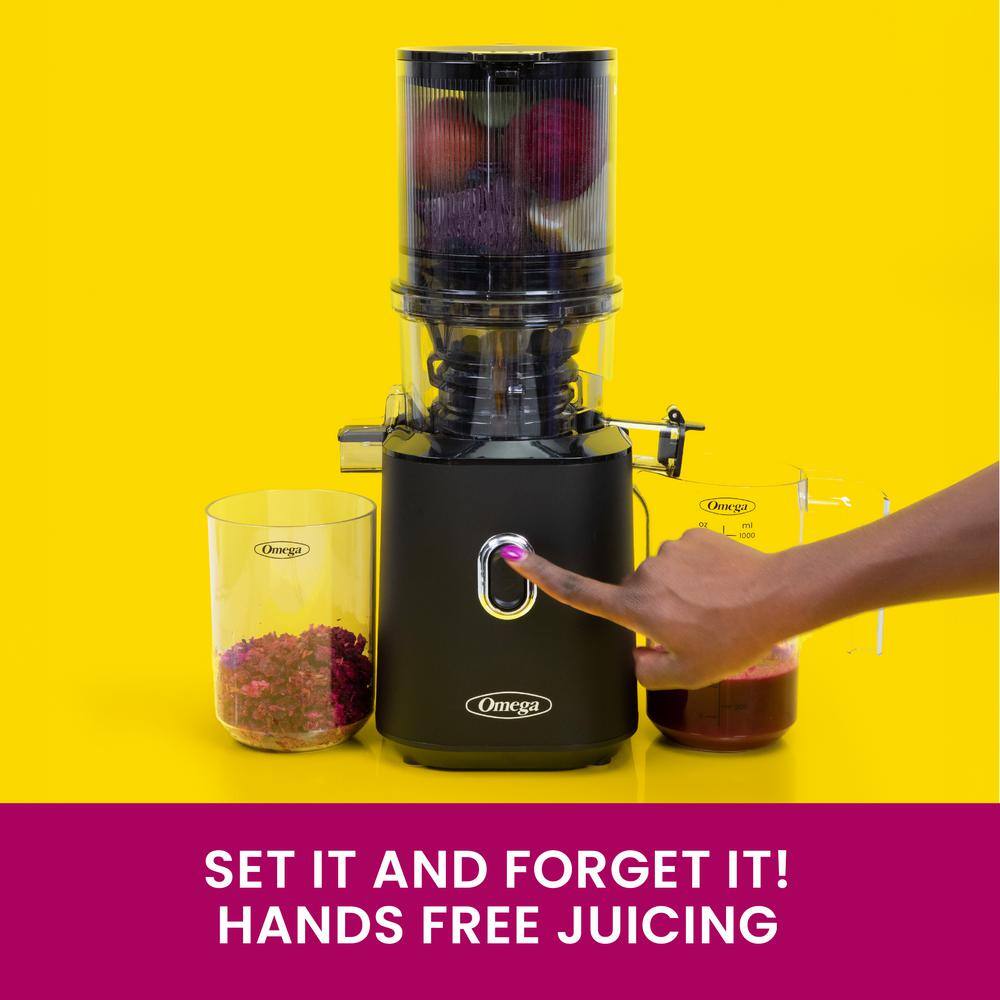 Omega Black Electric Masticating Juicer with Pulp Receptacle