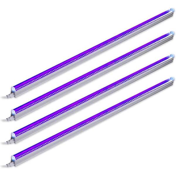 46 in. Black Finish LED Blacklight Bar Fixture with On/Off Switch for Parties and Decorations (4-Pack)