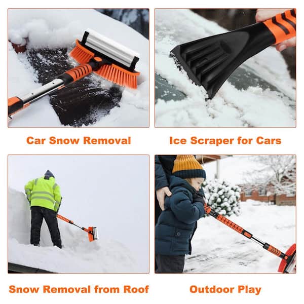 43" Ice Scrapers For Car Windshield Extendable | 3 Parts Detachable Orange 43 - View #6
