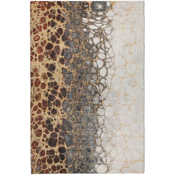 Dream Shag Premium Machine Washable Abstract ADS707 Ivory 8 ft. x 10 ft. Area Rug