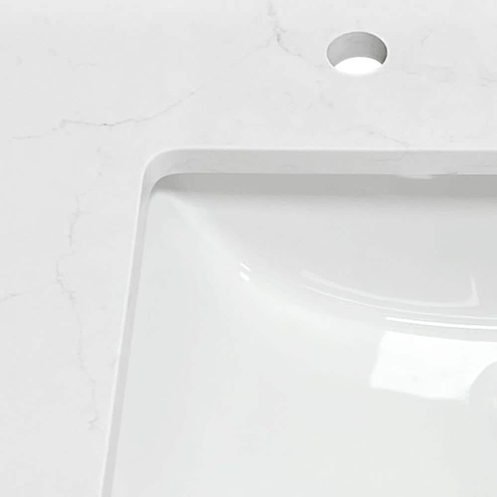 Bianco Bella 37" White Quartz Undermount Single Sink Vanity Top
