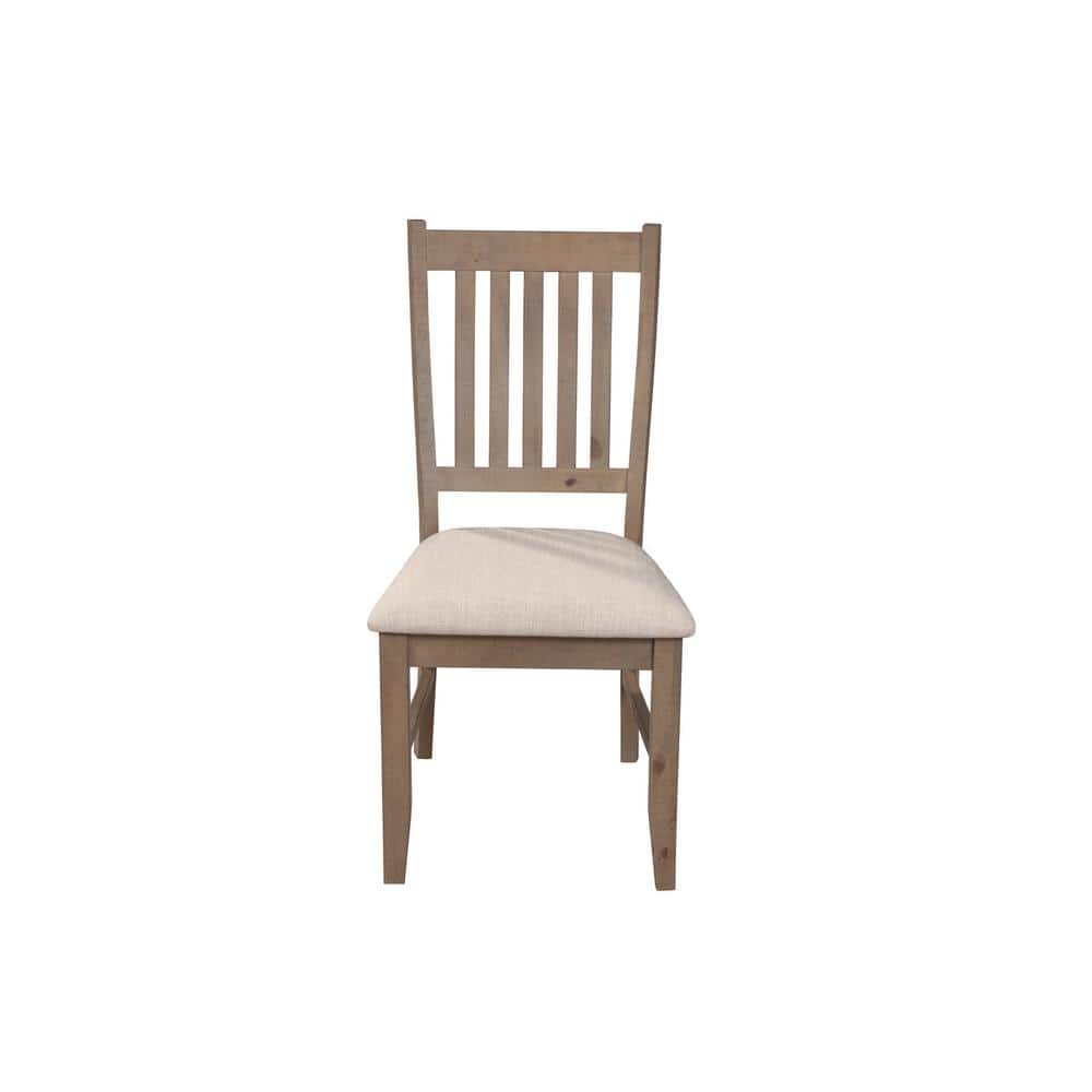 Arlo Natural Pine Wood Ladderback Side Chair with Beige Cushion