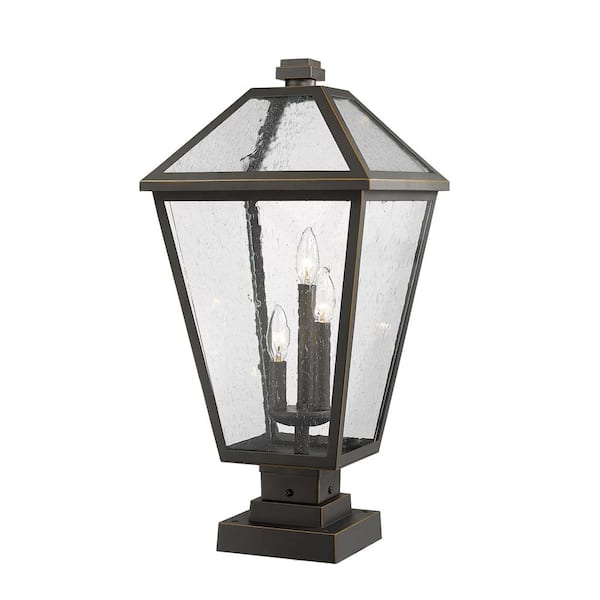 Unbranded Talbot 24 .75 in. 3-Light Bronze Metal Hardwired Outdoor Weather Resistant Pier Mount Light with No Bulb in.cluded