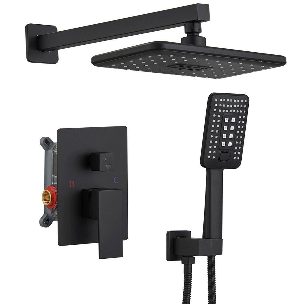 Single Handle 3-Spray Wall Mount Shower Faucet 1.8 GPM with Pressure Balance Brass Shower System with Valve Matte Black price history on PriceWatchPro