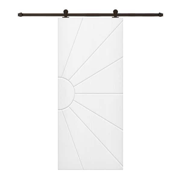 CALHOME 24 in. x 80 in. White Painted Composite MDF Paneled Interior Sliding Barn Door with Hardware Kit