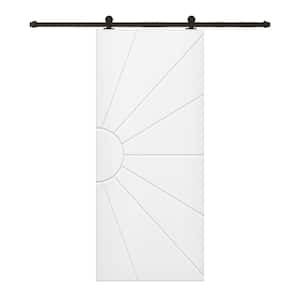 30 in. x 80 in. White Stained Composite MDF Paneled Interior Sliding Barn Door with Hardware Kit