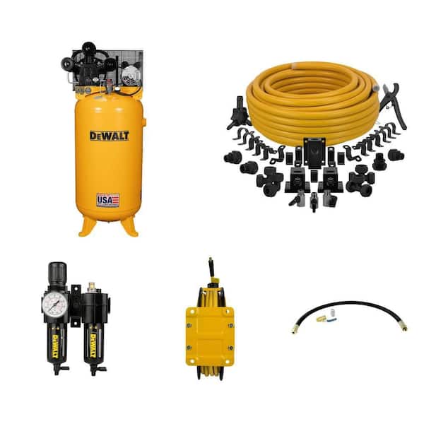 80 Gal. Air Compressor, Piping, Filter, Hose Reel and Install Kit