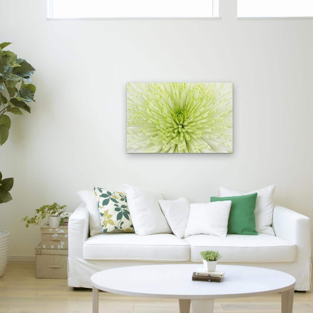 Large White and Green Floral Canvas Art