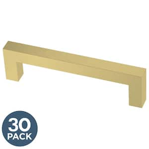 Simple Modern Square 3-3/4 in. (96 mm) Center-to-Center Satin Gold Cabinet Drawer Bar Pull (30-Pack )
