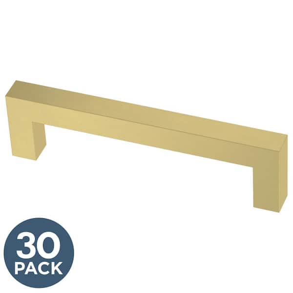 Franklin Brass Simple Modern Square 3-3/4 in. (96 mm) Center-to-Center Satin Gold Cabinet Drawer Bar Pull (30-Pack )