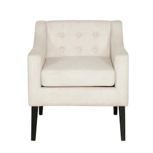 Annisa Dark Beige and Espresso Fabric Tufted Accent Chair