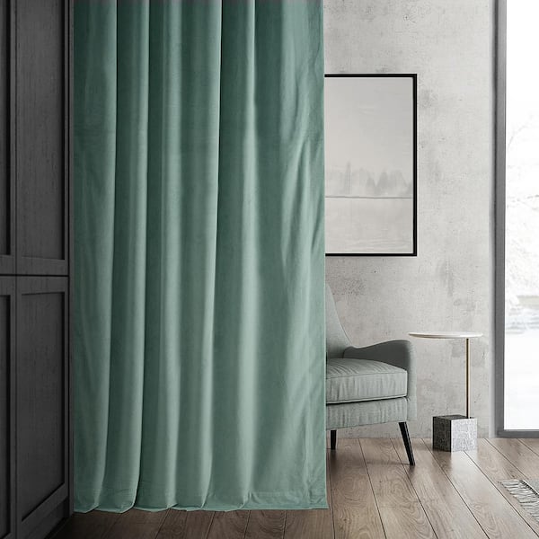 Exclusive Fabrics & Furnishings Aqua Mist Signature Velvet Blackout Curtain  - 50 in. W x 96 in. L Rod Pocket with Back Tab Single Velvet Curtain Panel  VPCH-140803-96 - The Home Depot