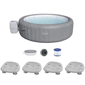 Grenada 8-Person AirJet Hot Tub with Set of 4 Non Slip Pool and Spa Seat