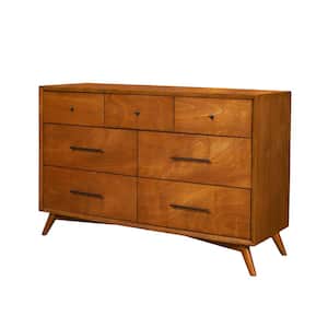 Flynn Mid Century Modern 7-Drawer Dresser, Acorn