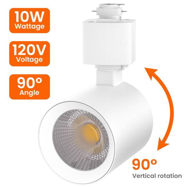 FLSNT H-Type Track Head, White, Integrated LED Fixed Track