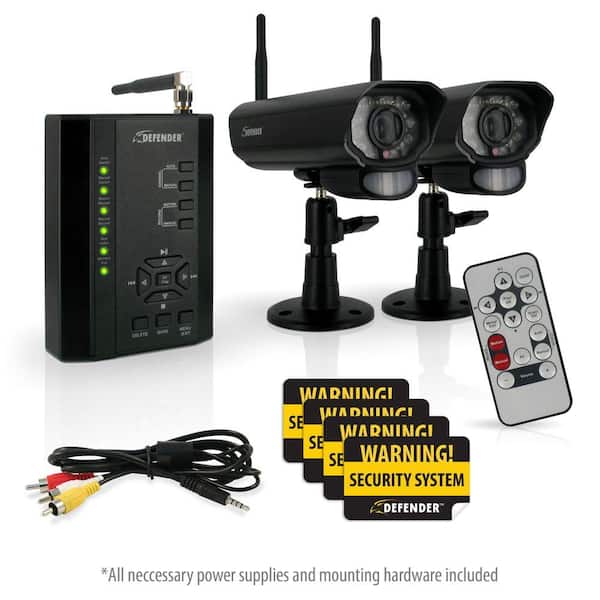 Defender Digital Wireless 4-Channel DVR Security System with Receiver, SD Card Recording and 2 Long Range Night Vision Cameras