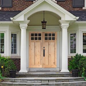 64 in. x 96 in. Knotty Alder Right-Hand/Inswing Double 6 Lite Clear Glass Provincial Stain Wood Prehung Front Door