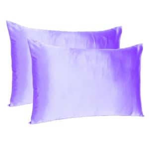 Amelia Purple Solid Color Satin Queen Pillowcases (Set of 2)