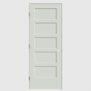 32 in. x 80 in. 5-Panel Bayshore Right-Hand Hollow Ultra Pure White Molded Composite Single Prehung Interior Door