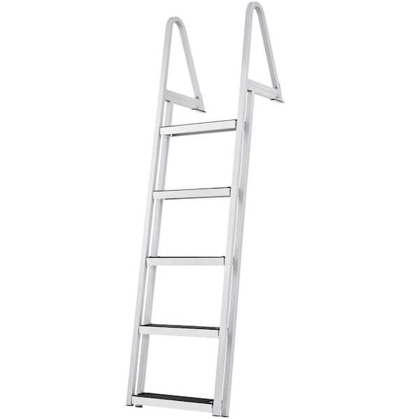 Retractable Dock Ladder 5-Steps 3.1 in. Wide Standard Adjustable Swim Ladder Aluminum 350 lbs. Load, Dock Ladder