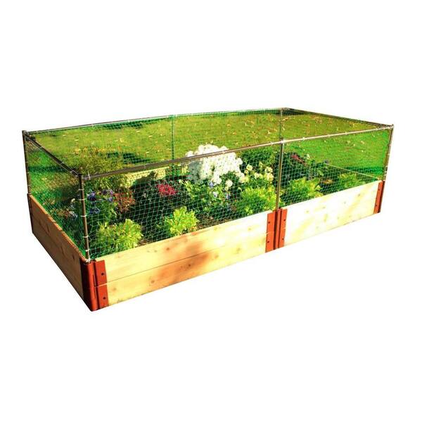 Frame It All Two Inch Series 4 ft. x 8 ft. x 12 in. Cedar Raised Garden Bed Kit with Animal Barrier
