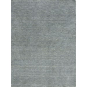 Arizona Gray/Blue 2 ft. x 3 ft. Solid Wool Area Rug