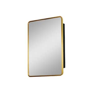 20 in. W x 28 in. H Rectangular Metal Framed Surface or Recessed Mount Gold Bathroom Medicine Cabinet with Mirror