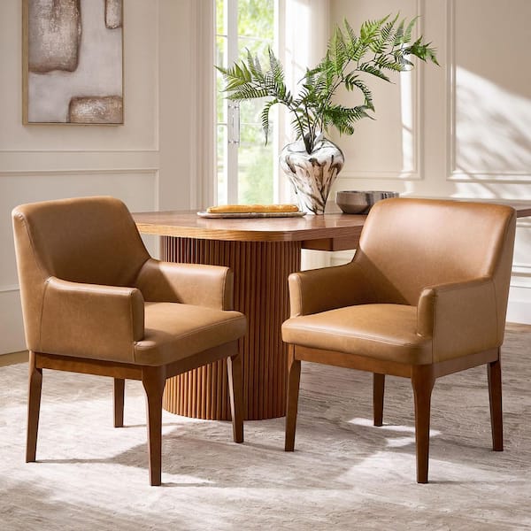 JAYDEN CREATION Theodore Camel Faux Leather Dining Chair with