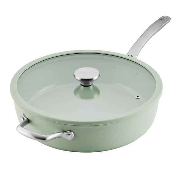 5-qt. Halo with LaserDefense Ceramic Nonstick Saute Pan with Lid and Helper Handle in Sage