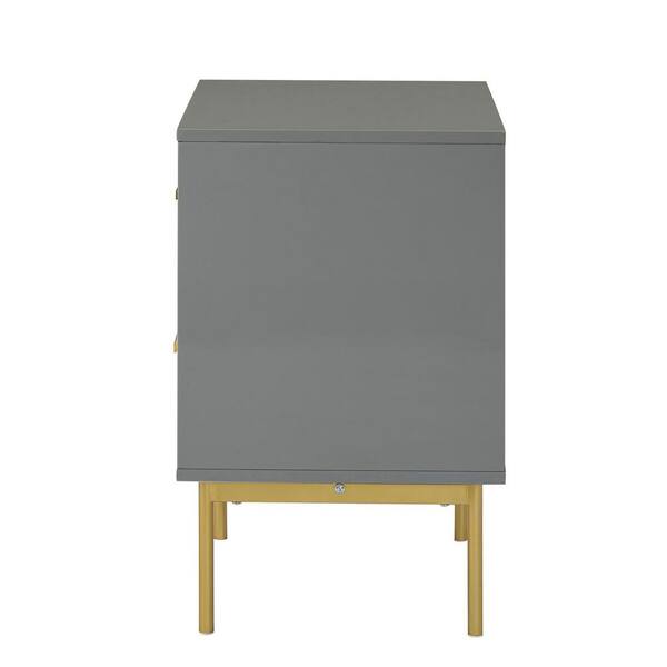 JAYDEN CREATION Orena 19.7 in. W x 15.7 in. D x 25.2 in. H 2-Drawer Grey Nightstand with Metal Legs and Ample Storage Space - image 5