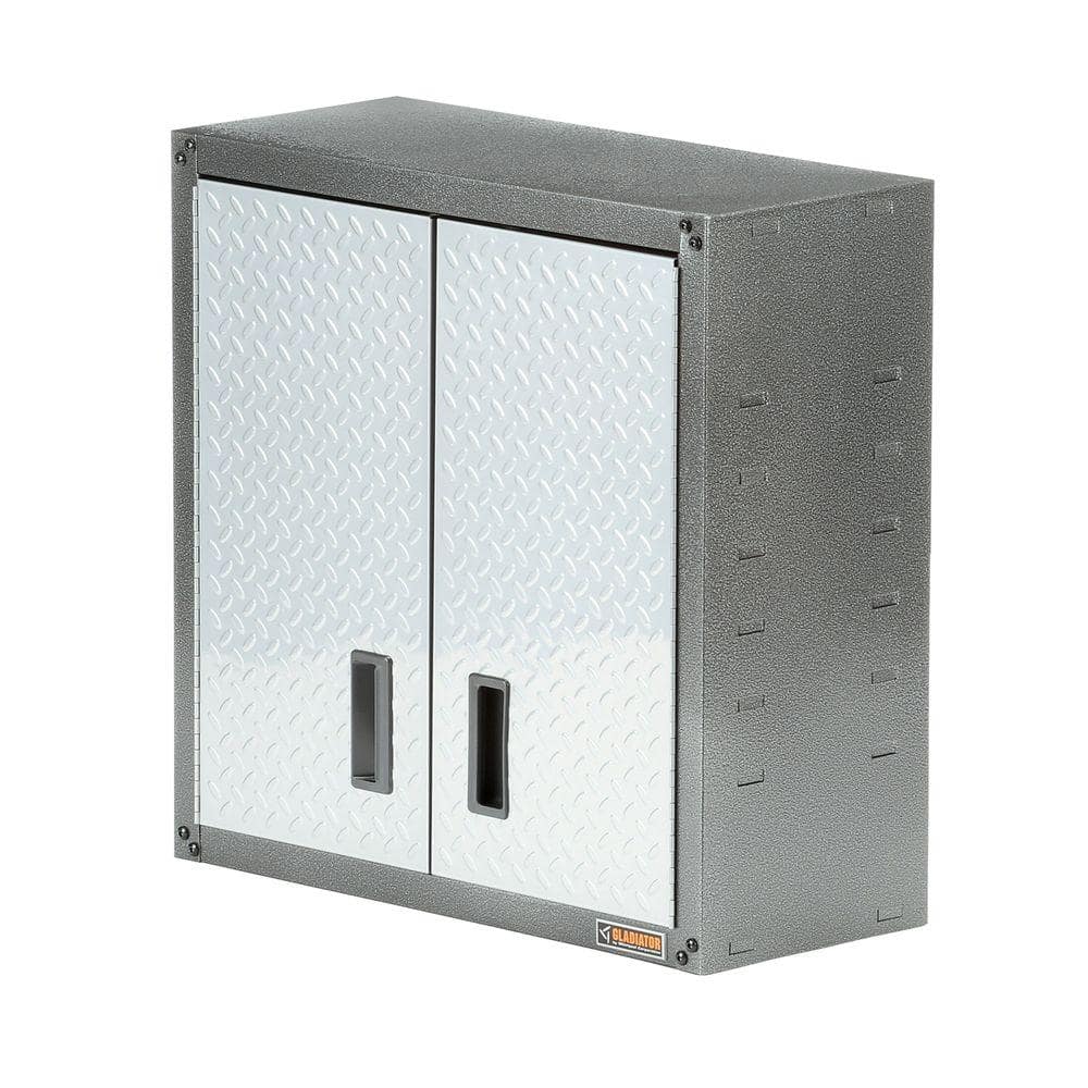 Silver Tread Steel Wall-Mount Office Cabinet with Adjustable Shelves
