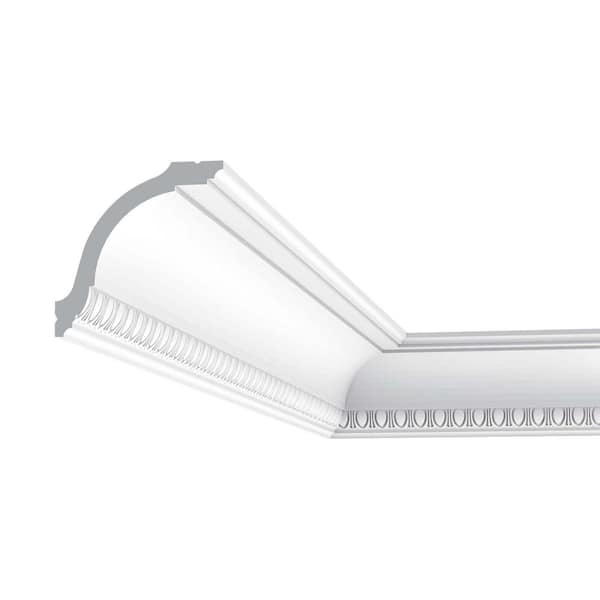 ORAC DECOR 3-3/4 in. x 3-5/8 in. x 78-3/4 in. Primed White Plain Polystyrene Crown Moulding (2-Pack)